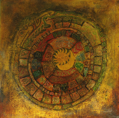 48 Shaman Shield (100x100) Acryl op doek